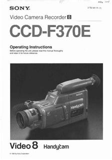 Sony CCD F 370 E manual. Camera Instructions.